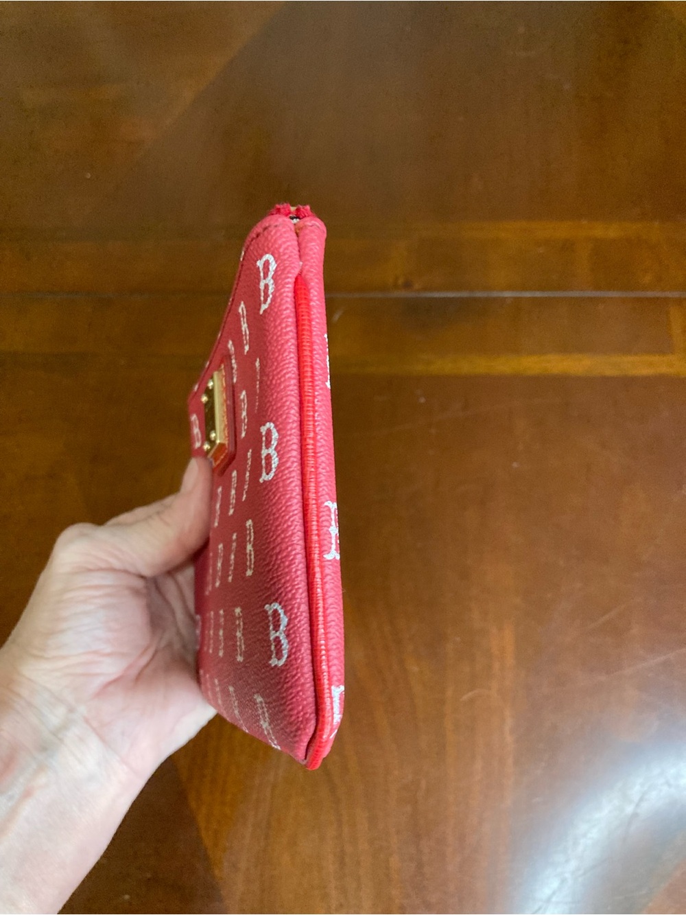 Dooney & Bourke Boston Red Sox Signature Red Leather Wristlet Top Zip Tassel EUC - Picture 8 of 12